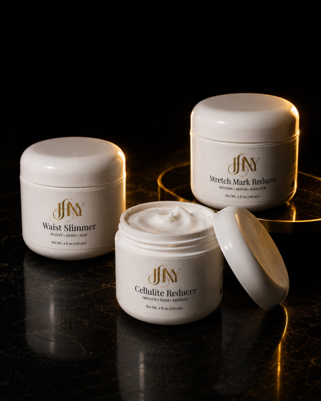 Body by JHNY new collection featuring three targeted body-care creams